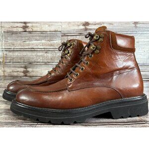 Carpe Diem ankle lace up trim suede Boots size 42 US 9.5 color brandy brown